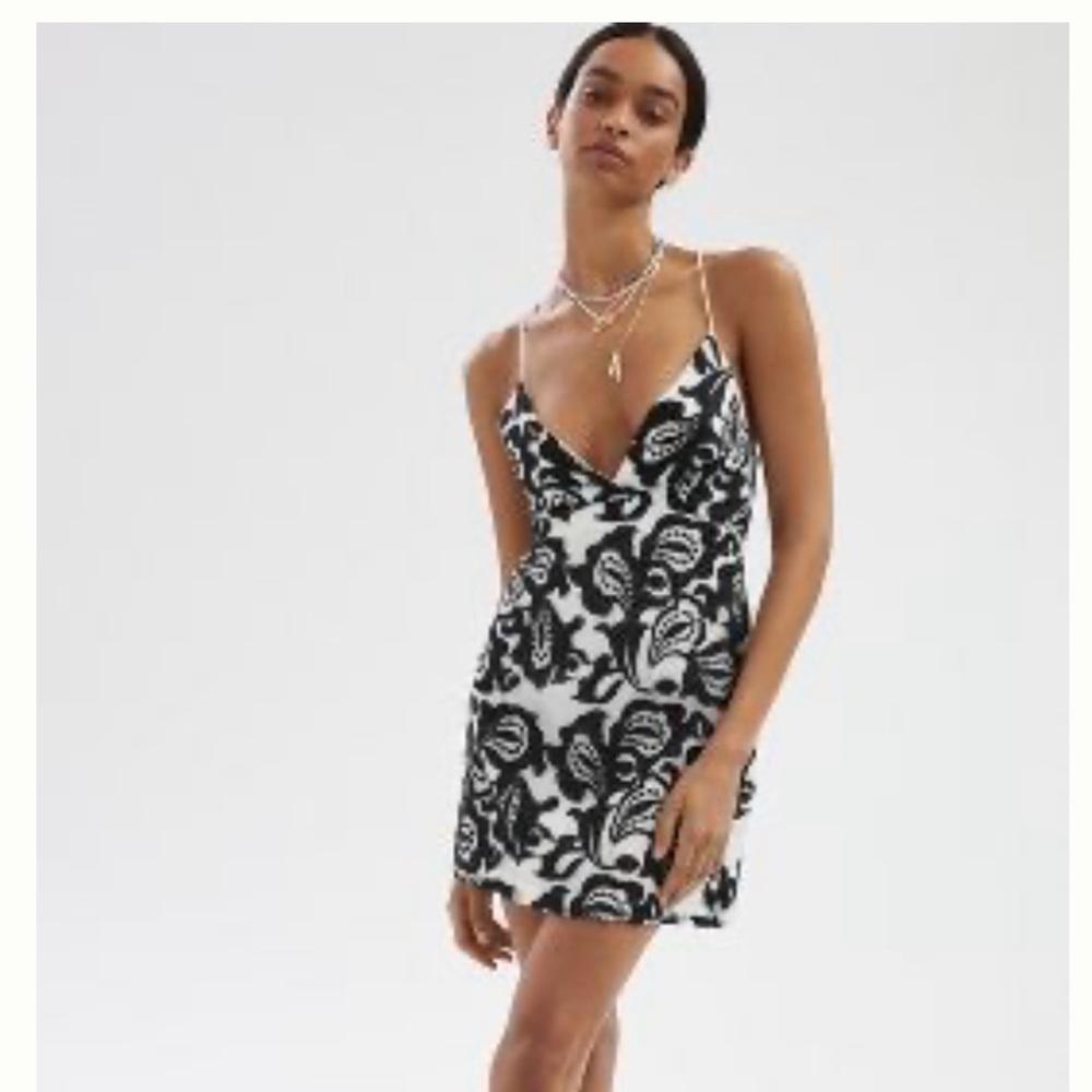 Maeve Black and White Floral Mini Dress